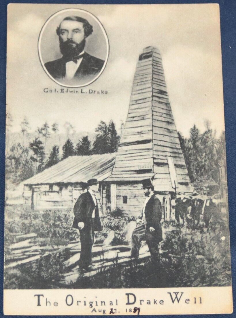 The Original Drake Well, Titusville, PA Postcard - Drake Inset