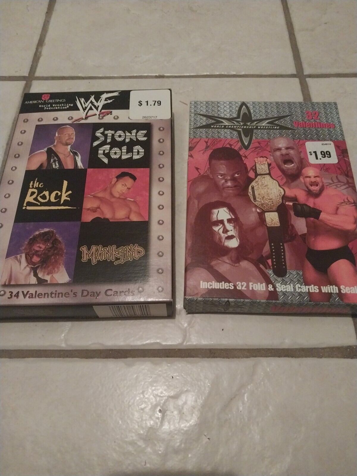 Vintage WWF/WCW Wrestling Valentines Cards 1999 NIB