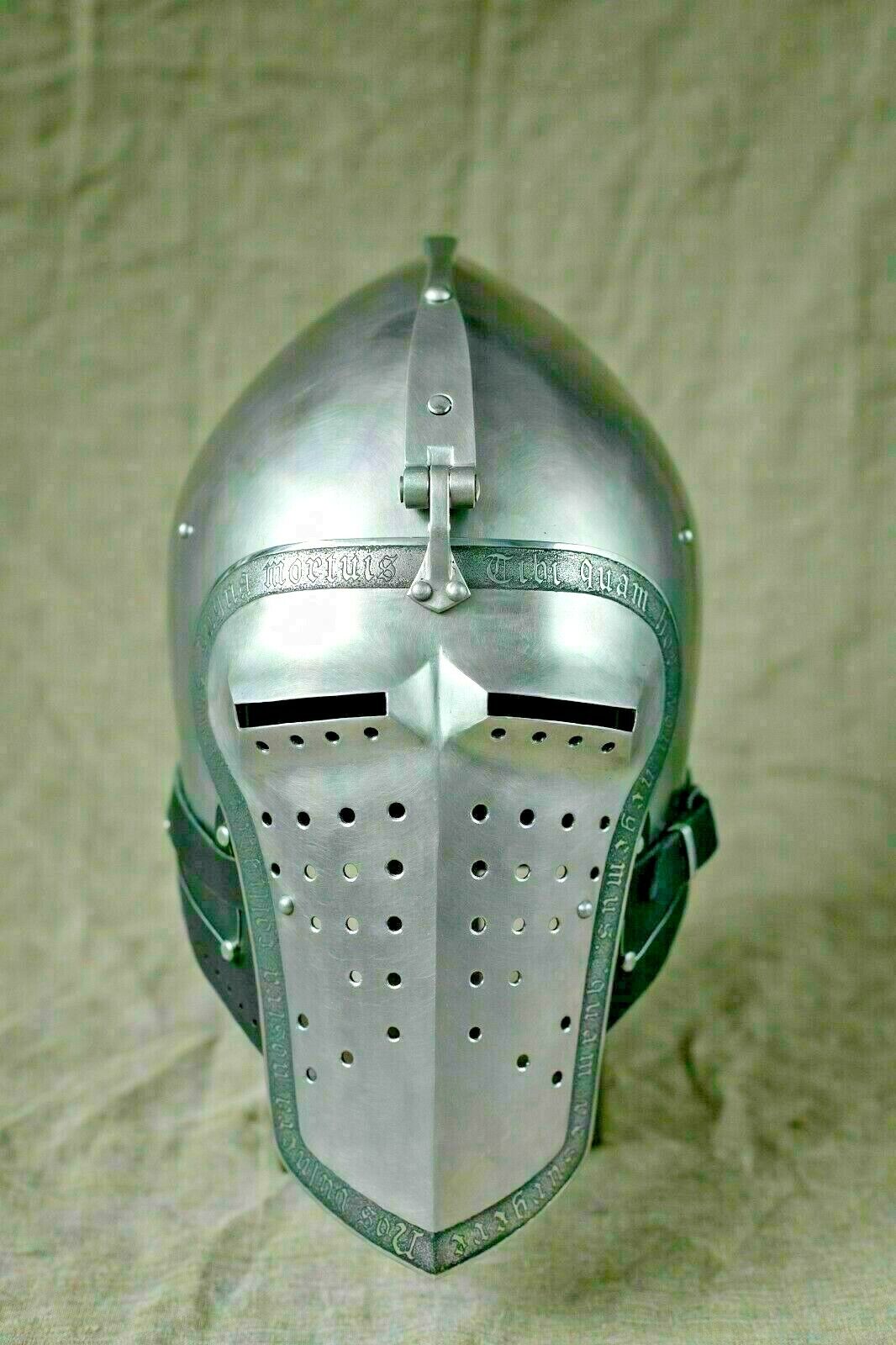 Custom SCA 16 Gauge Steel Antique Medieval Combat Italian Bascinet Helmet 