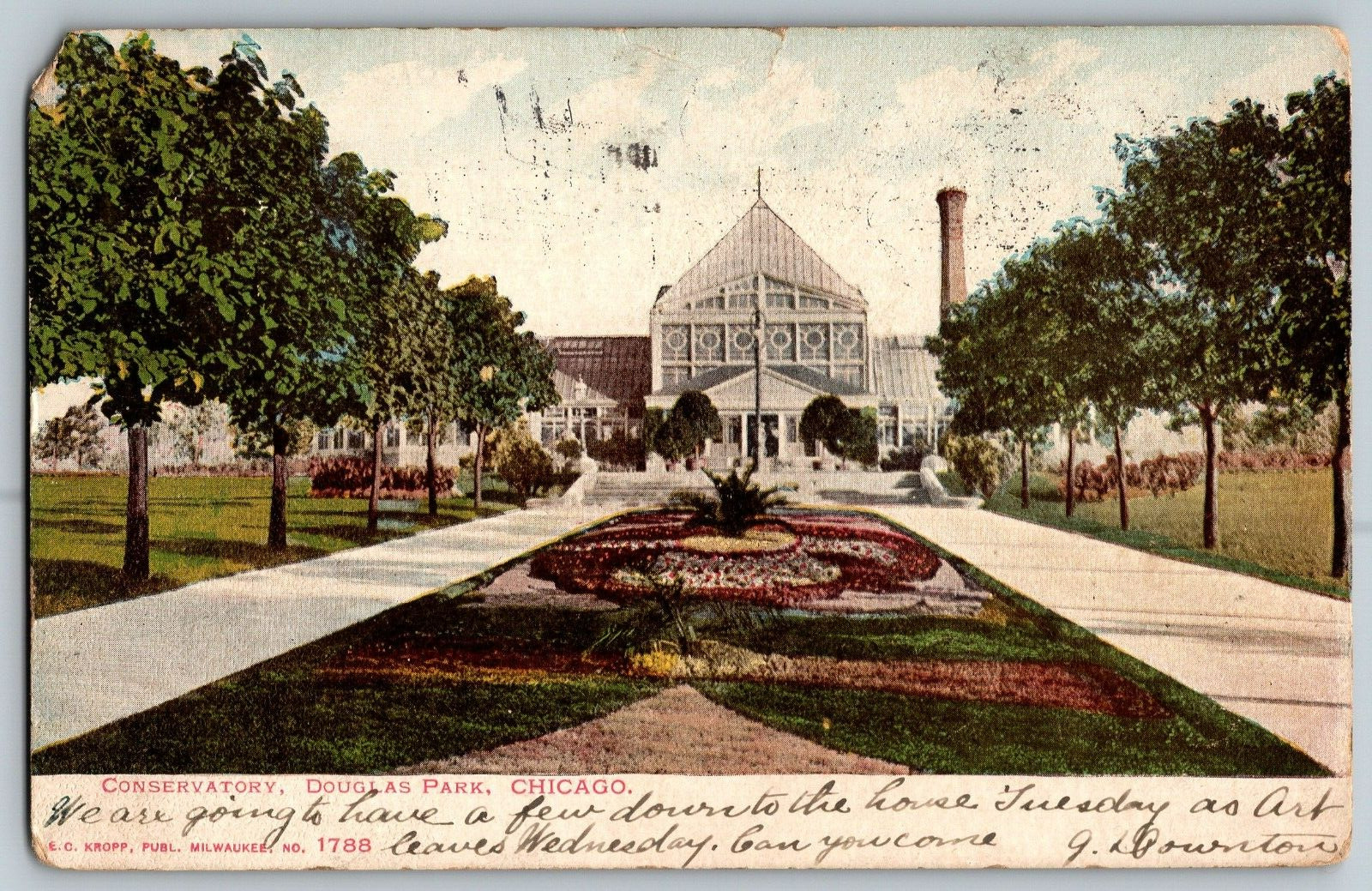 Chicago, Illinois - Conservatory, Douglas Park - Vintage Postcard - Posted