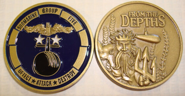 NAVY SUBMARINE GROUP FIVE DETECT ATTACK DESTROY MILITARY CHALLENGE COIN