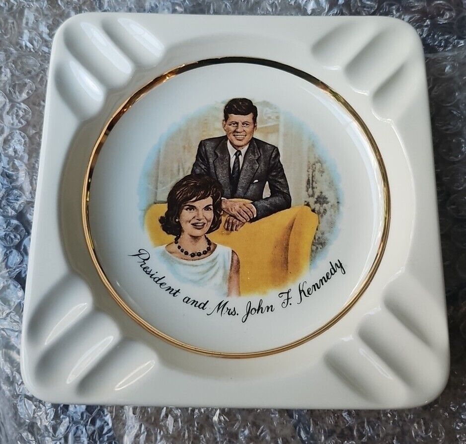 Vintage Collectible President Mr. And Mrs. John F Kennedy Ashtray
