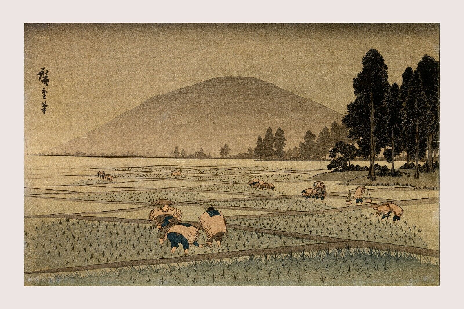 HIROSHIGE ANDO JAPANESE Rice Planting Paddies HIGH QUALITY PRINT