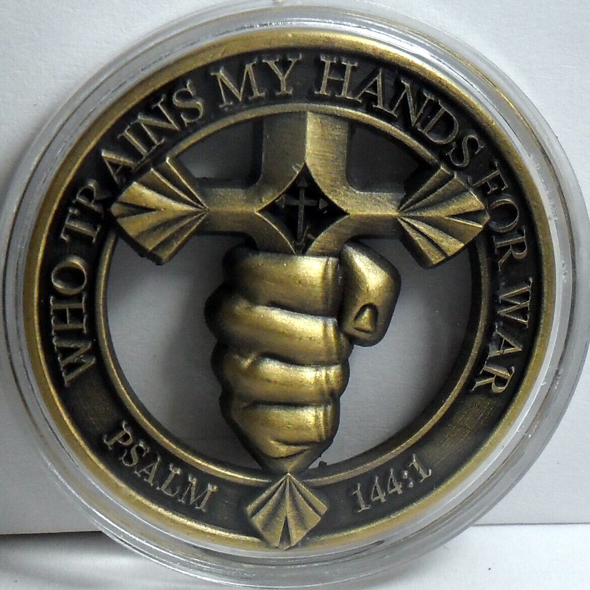 Christian Warrior Challenge coin Psalm 144:1 Blessed be the LORD, my rock, 