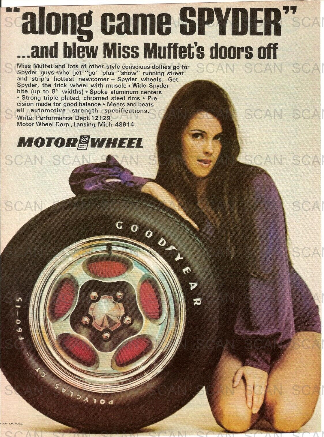1972 Spyder Automotive Mag Wheels Vintage Magazine Ad  Leggy Sexy Girl