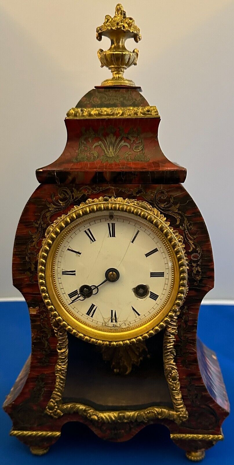 19th century brass inlaid red Boulle mantel clock by Miroy Freres, Paris - PARTS