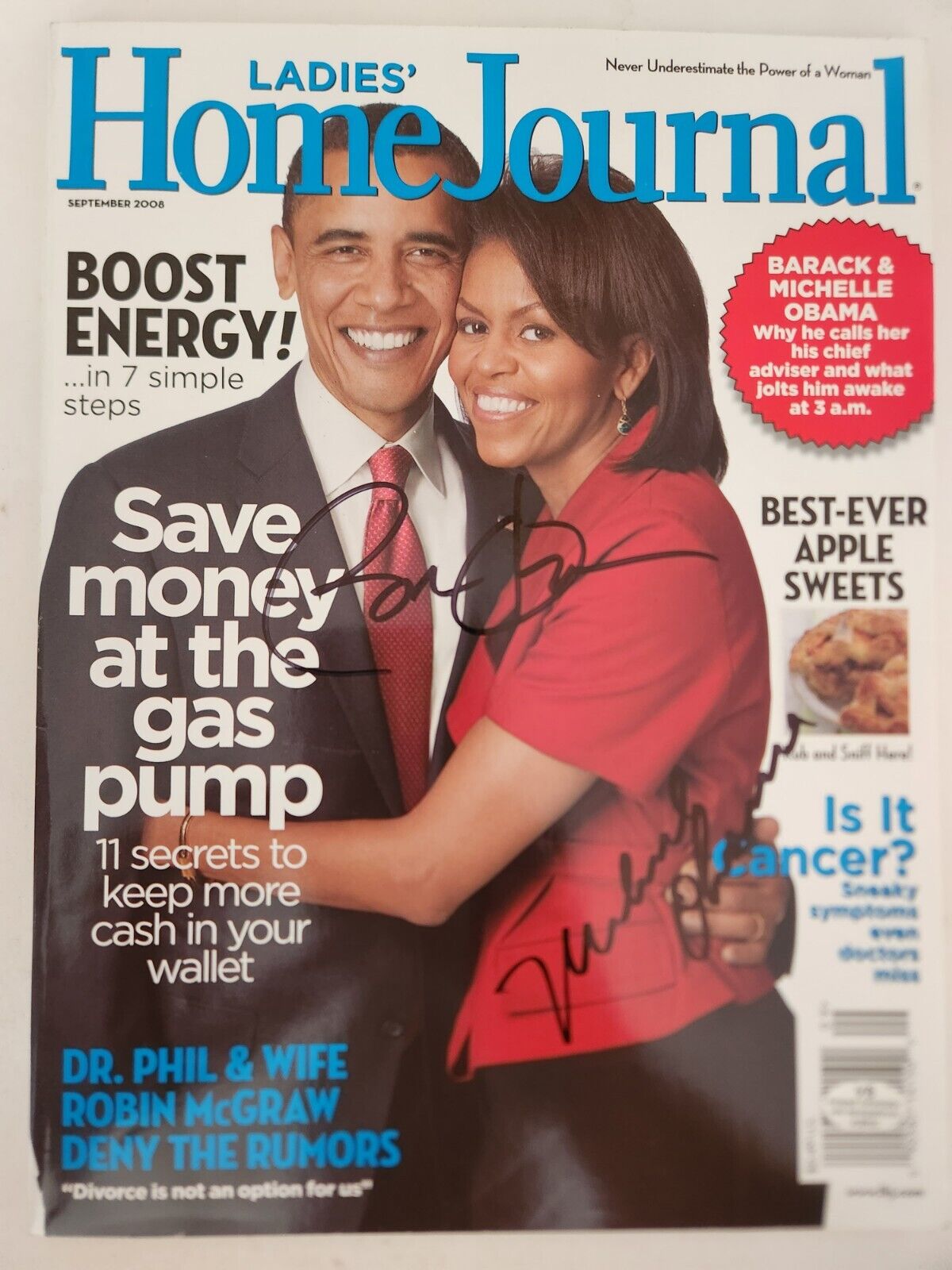 Barack Obama And Michelle Obama Autographed Magazine With Certification