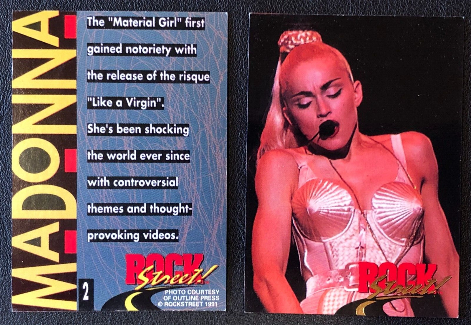 (2)x Madonna Rock Street Music 1991 Promotional PROMO Trading Cards