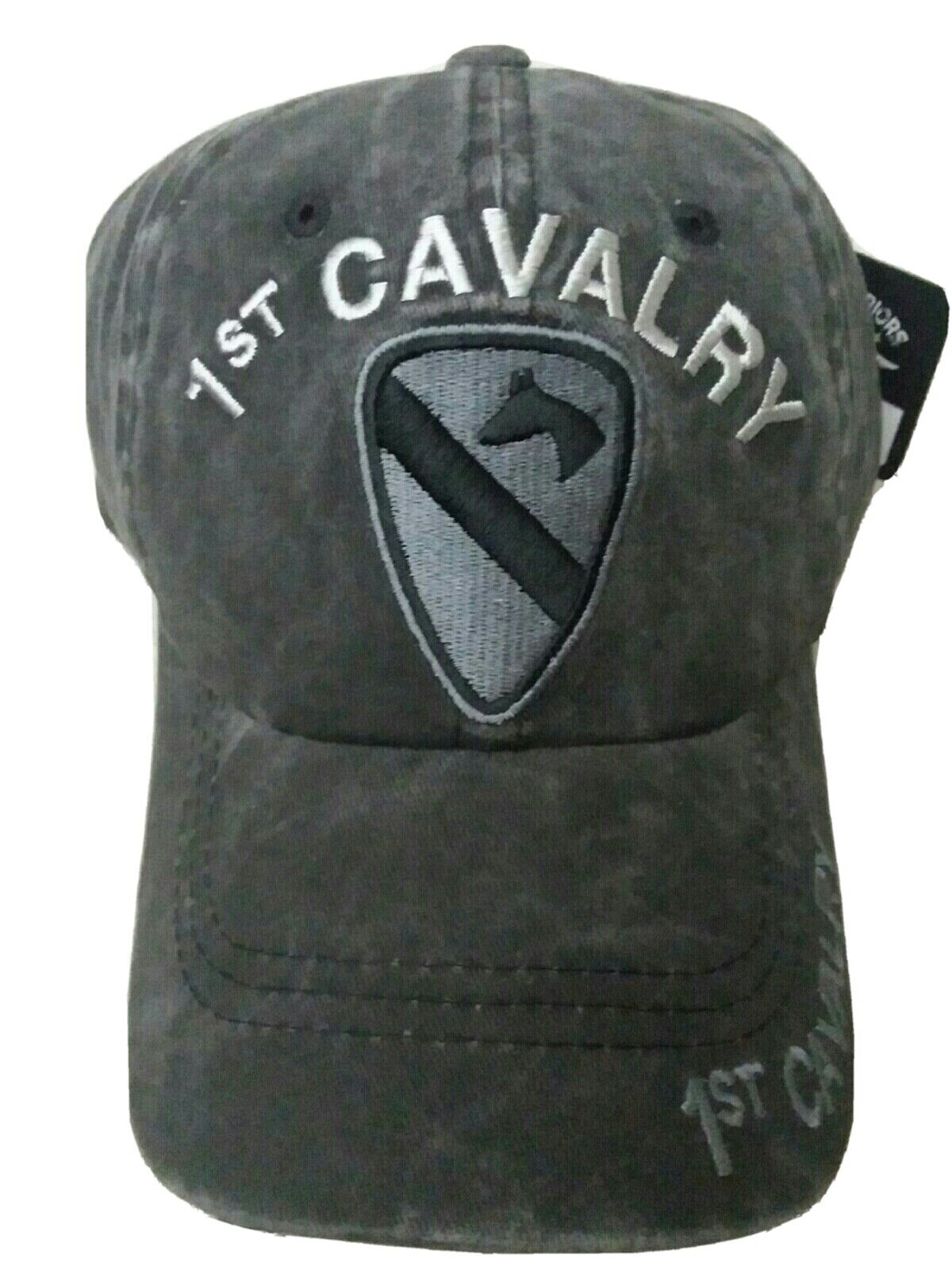 1st Cavalry Gray New US Army Hat Distressed Cap Low Profile 100% Cotton 1st Cav 