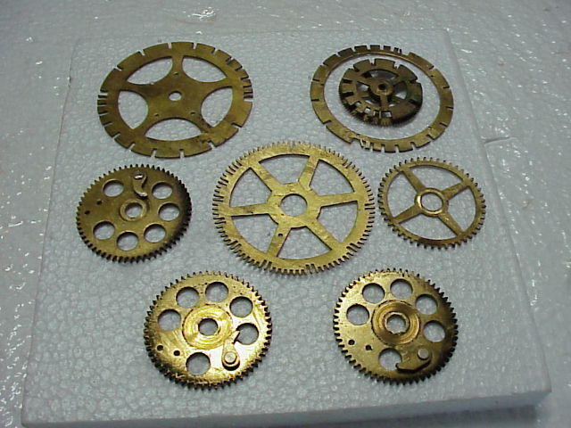 8 Used Brass Clock Gears Steampunk Altered Art Projects parts repair #33