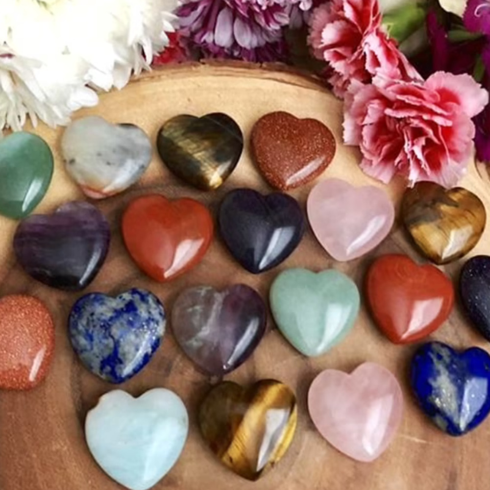 Wholesale Lot 10Pcs/Set 20mm Mixed Crystal Hearts Healing Energy Gemstone