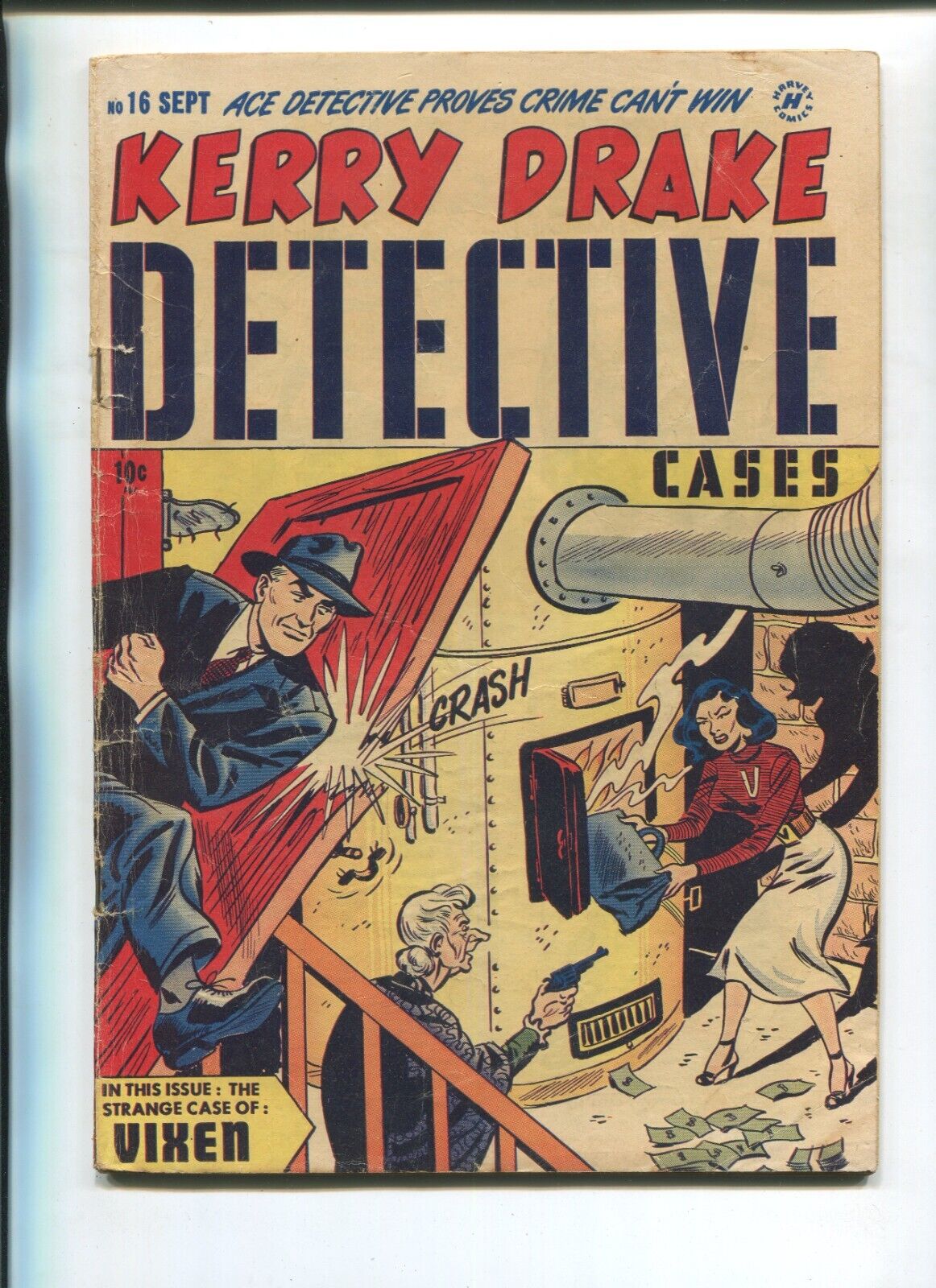 KERRY DRAKE DETECTIVE CASES 16 VG V1 HARVEY COMICS 1949 VIXEN NICE GOLDEN AGE