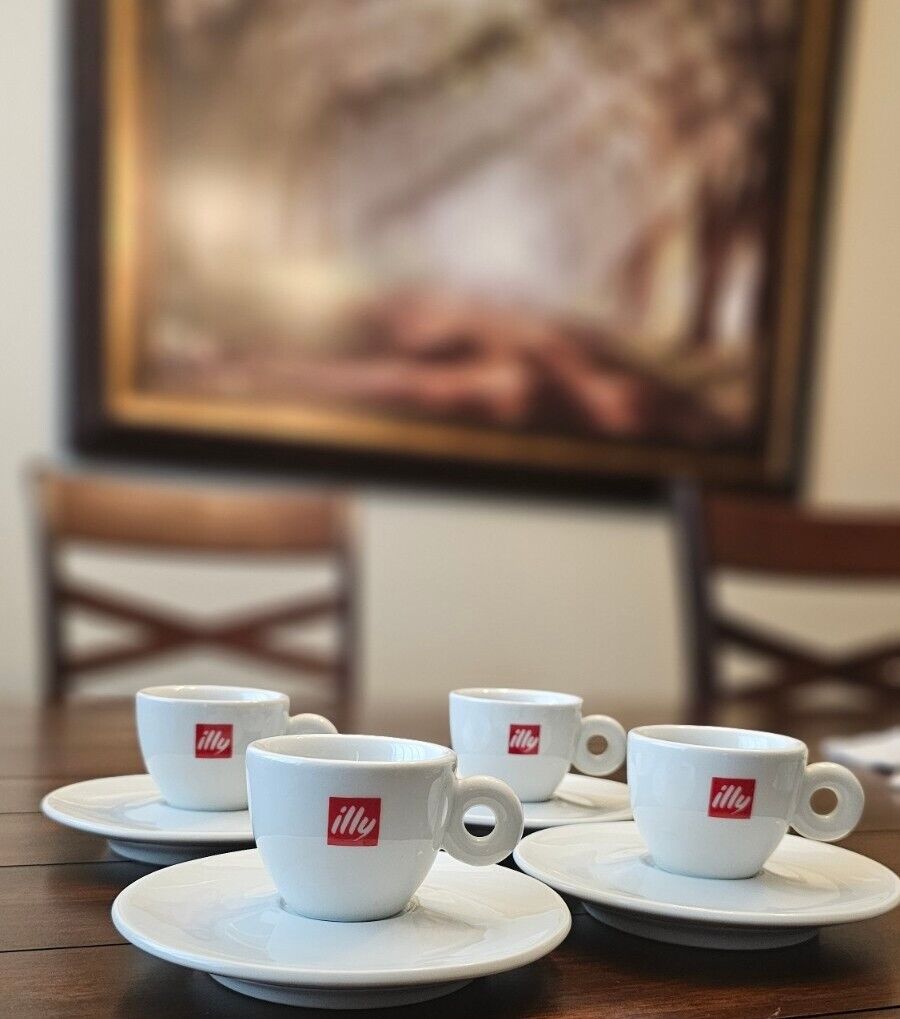 Illy Espresso Cup & Saucer Set of 4 -New
