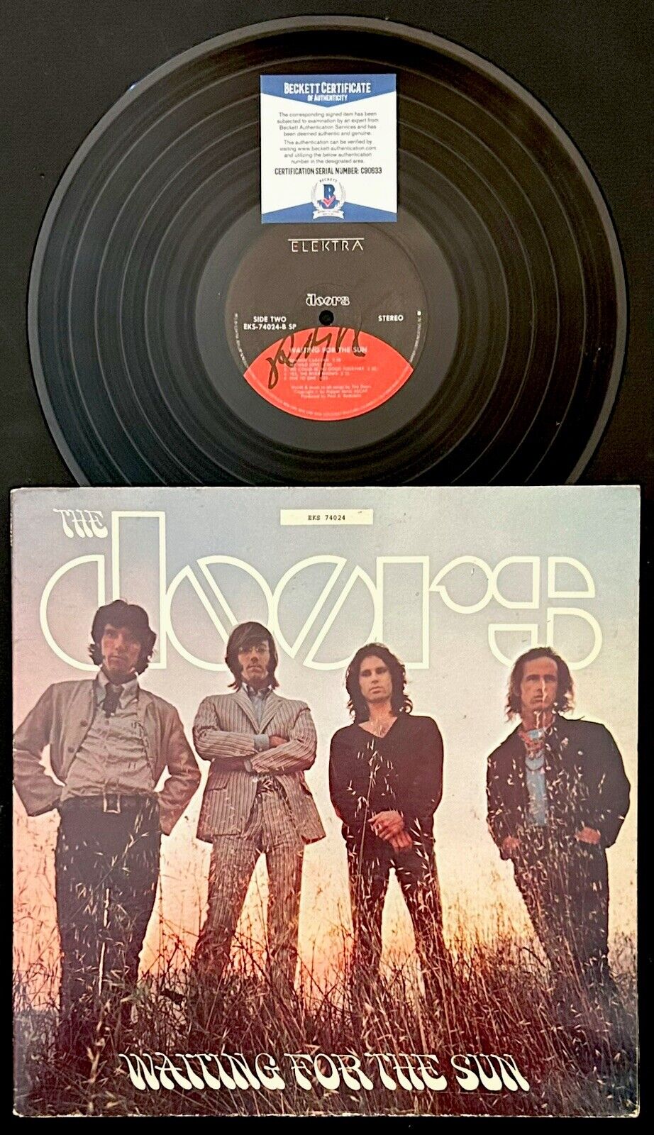 ROBBY KRIEGER THE DOORS Signed Autograph LP Waiting For The Sun - BAS not PSA