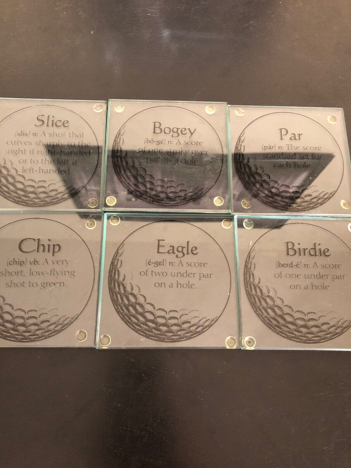 6 Glass golf coasters