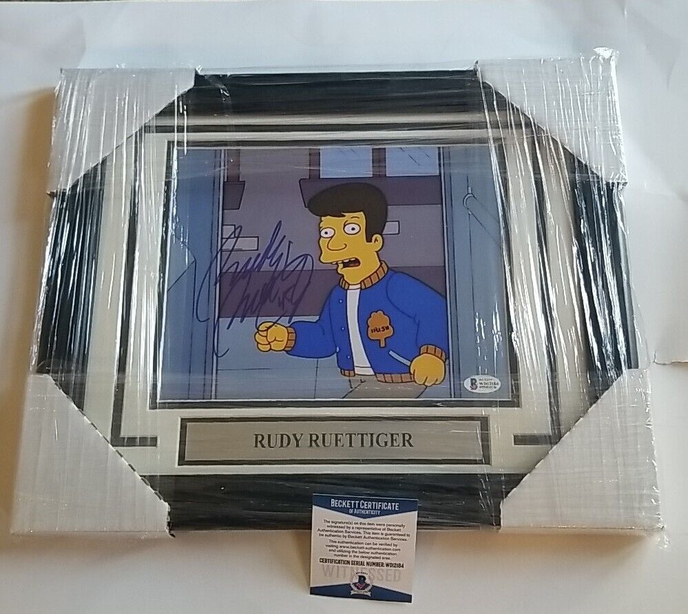 Rudy Ruettiger 8x10 Simpsons Signed Photo FRAMED  AUTO BAS  Beckett COA wow