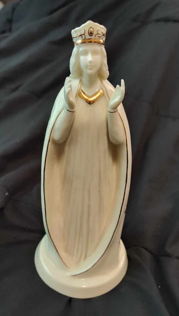 1998 Irish Shamrock Madonna Lefton Our Lady Of Knock Porcelain Musical Figurine
