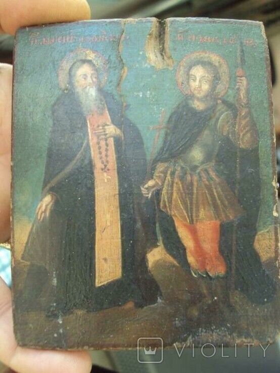 Antique Silver 84 Cypress Icon Athanasius Athos Ivan Warrior Afanasy Case 19th
