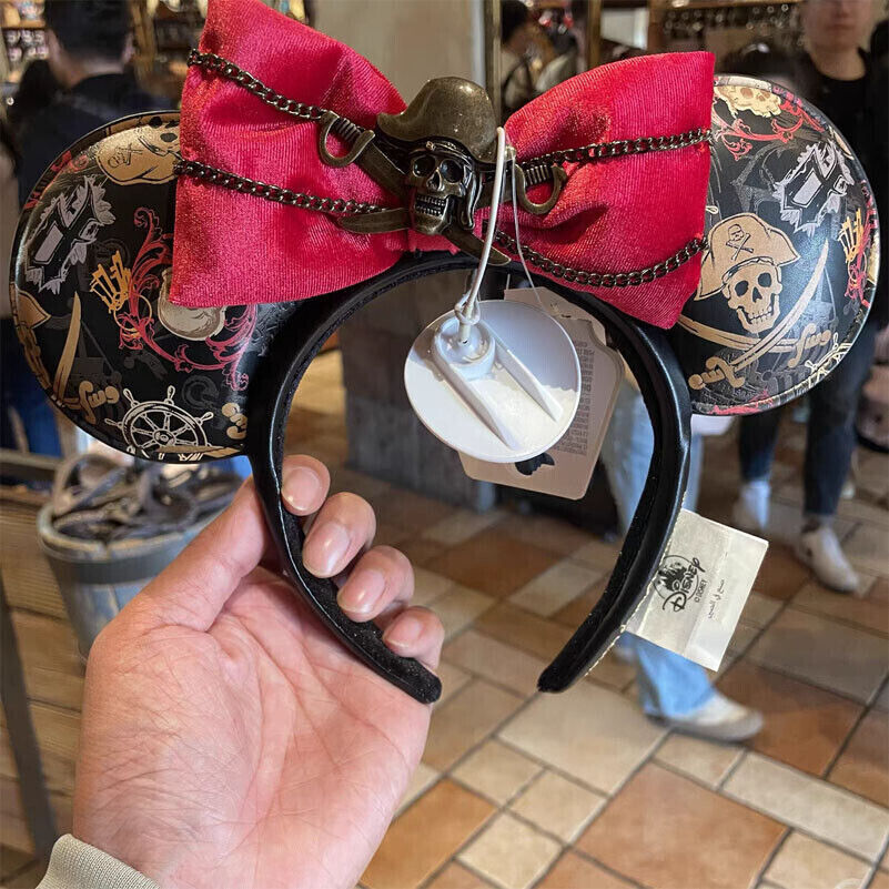 2024 Authentic Disney Pirates of The Caribbean Red Bow Minnie Ears Headband