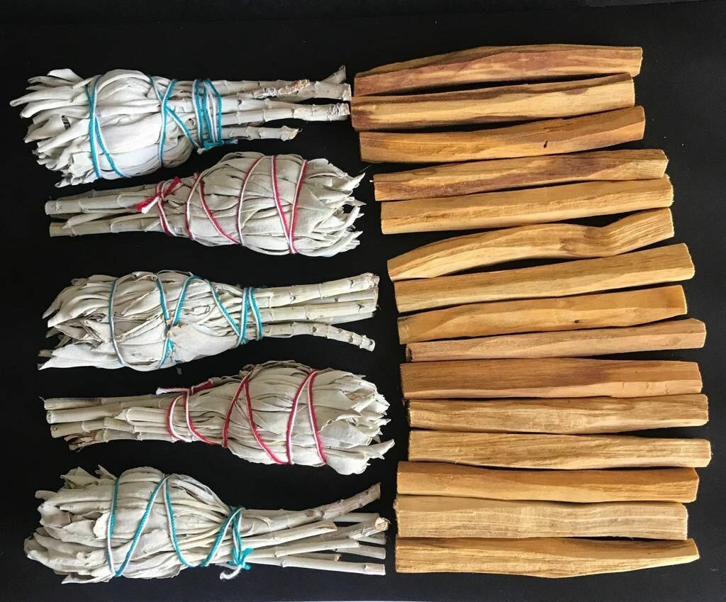 15 Palo Santo Wood & 5 White Sage Smudge Torch: Cleansing Negativity Removal new