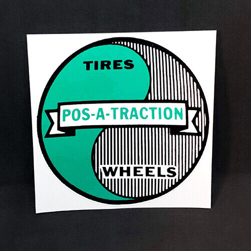POS-A-TRACTION TIRES & WHEELS Vintage Style DECAL, Vinyl STICKER, rat rod,racing