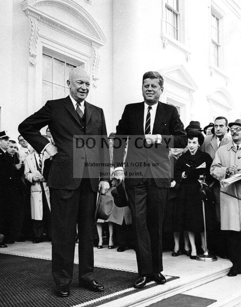 DWIGHT D. EISENHOWER MEETS WITH JOHN F. KENNEDY IN 1960 - 8X10 PHOTO (BB-269)