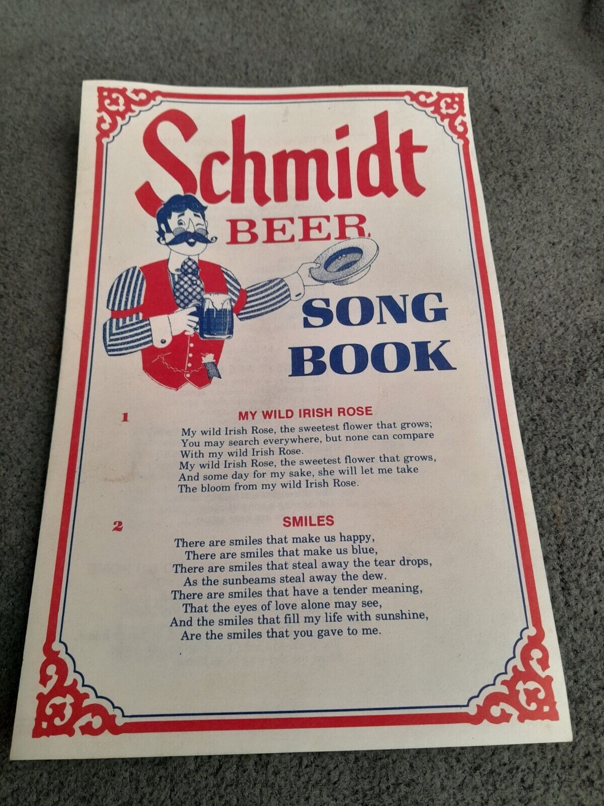 Extremely Rare Vintage NOS Schmidt Beer Song Book Bar Fun 1970s Brewing