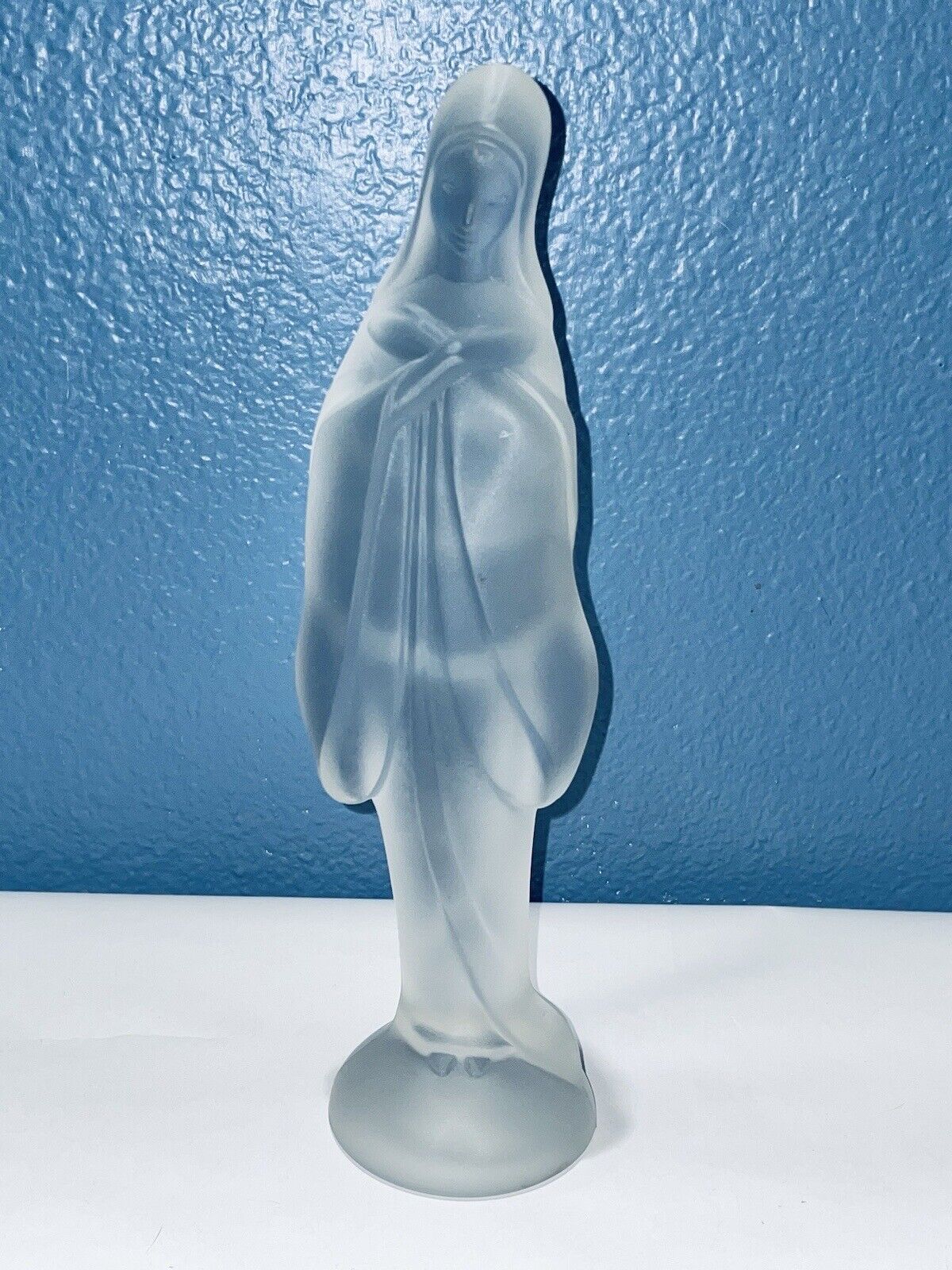 Fostoria  Satin Frosted Glass Madonna Virgin Mary Statue 10
