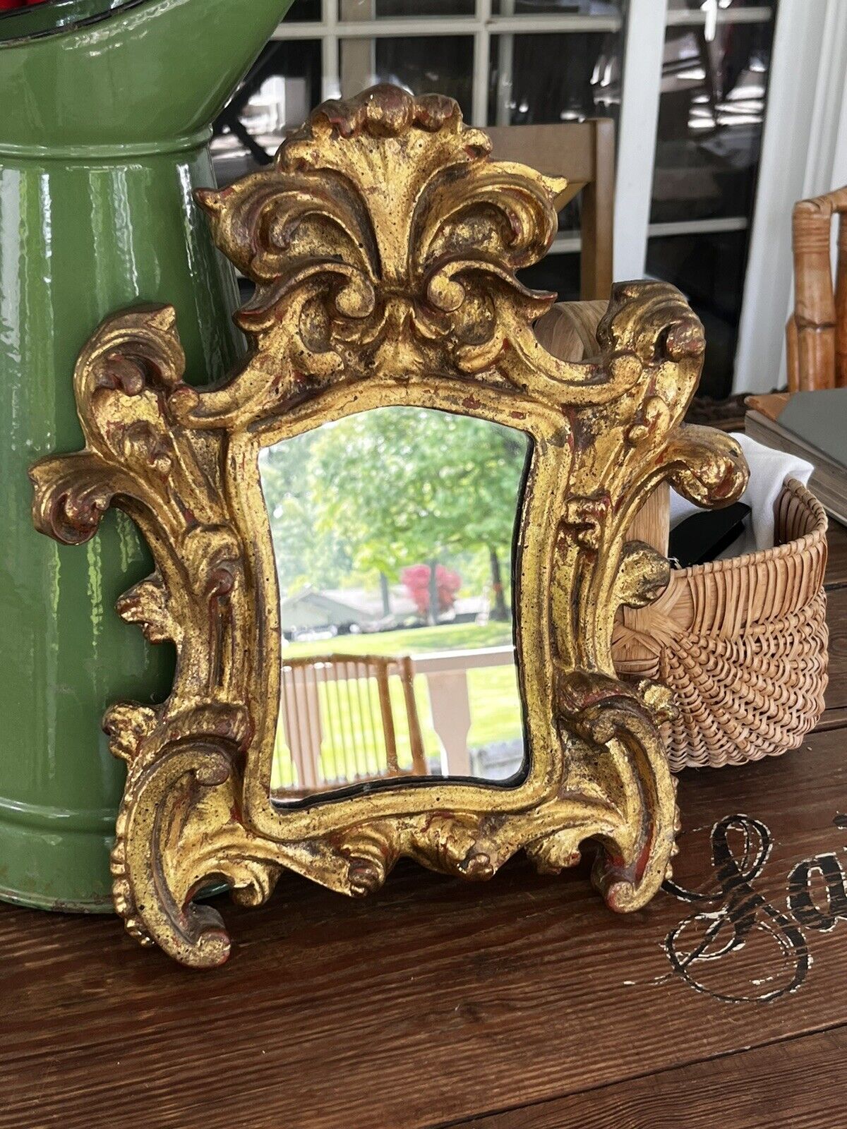 Vintage Gold Gilt Rococo Hollywood Regency Style Framed Mirror 13\