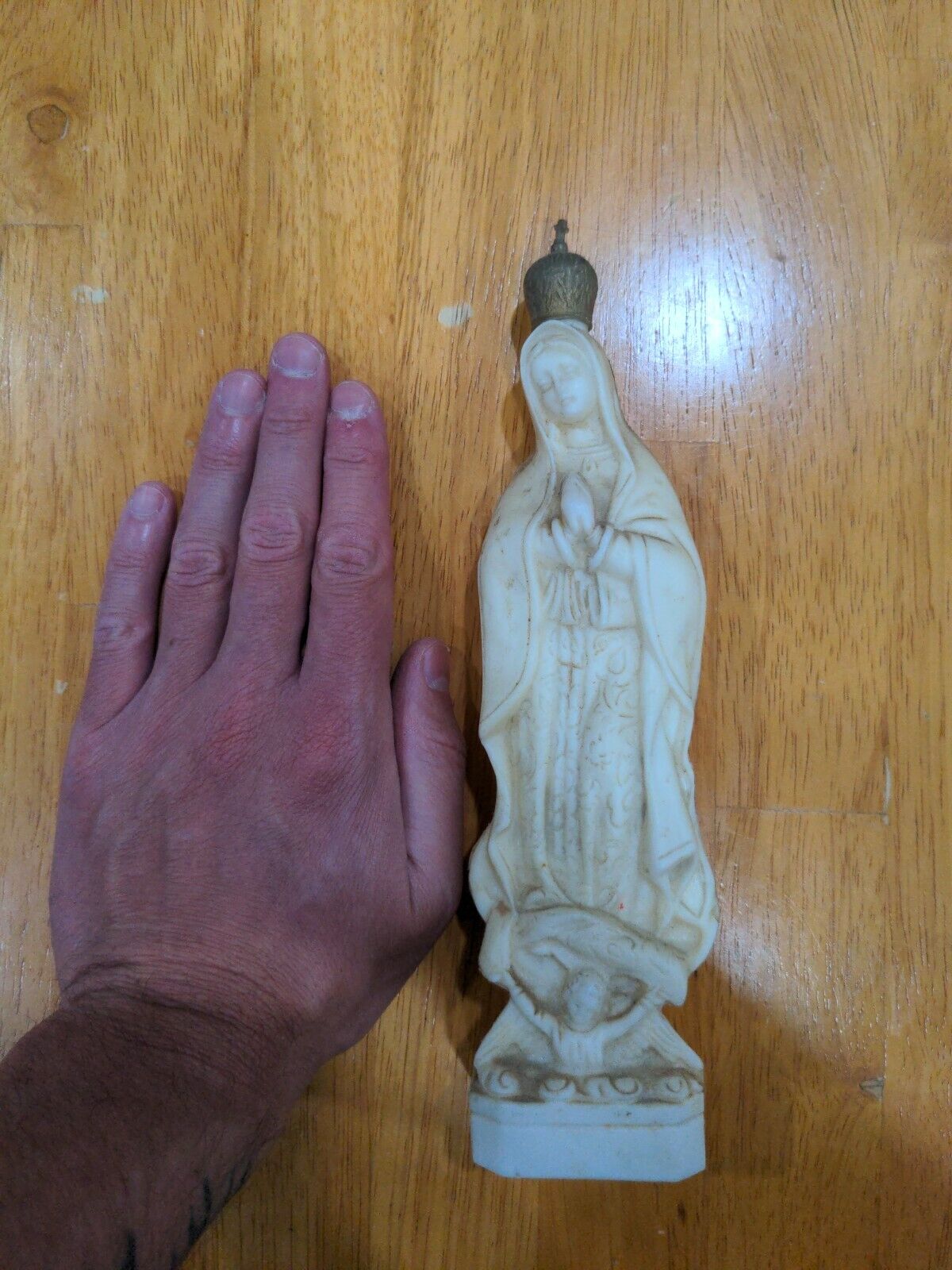 Vintage Antique Plastic Virgin Mary Our Blessed Mother Statue Mexico 