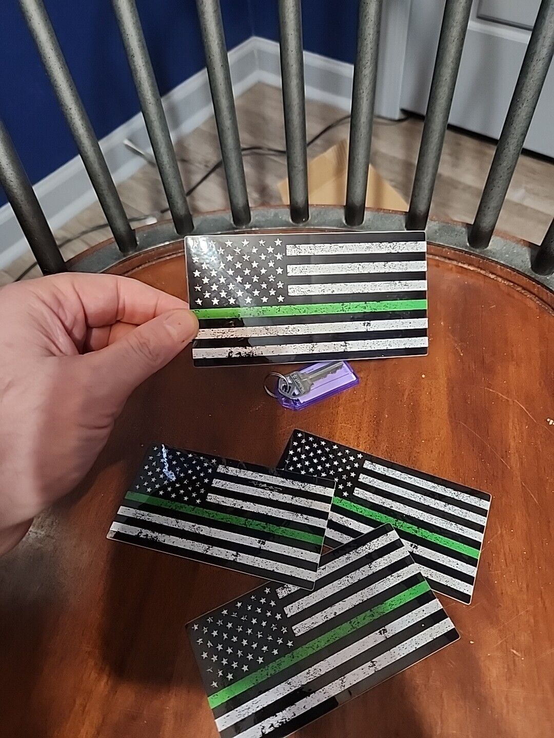 10 STICKER PACK Thin Green Line ARMY Flag Sticker