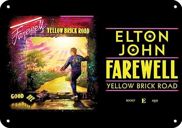 ELTON JOHN Goodbye Yellow Brick Road Concert Tour DECORATIVE REPLICA METAL SIGN