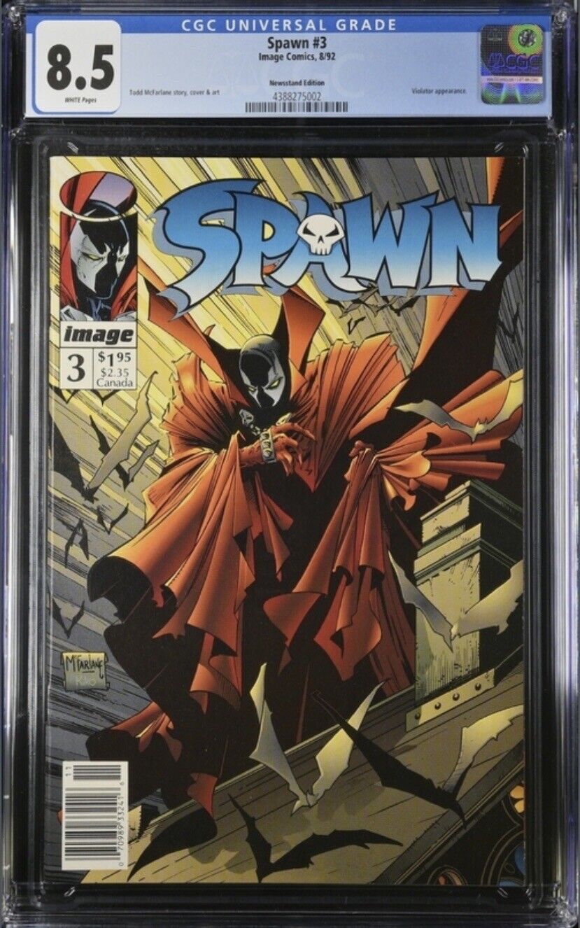 SPAWN #3 CGC 8.5 NEWSSTAND WHITE PAGES