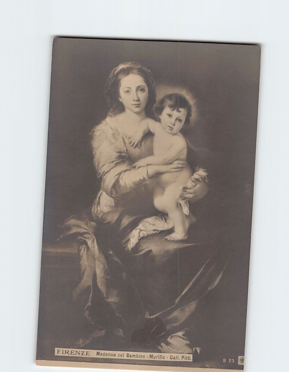 Postcard Madonna col Bambino By Murillo, Gall. Pitti, Florence, Italy