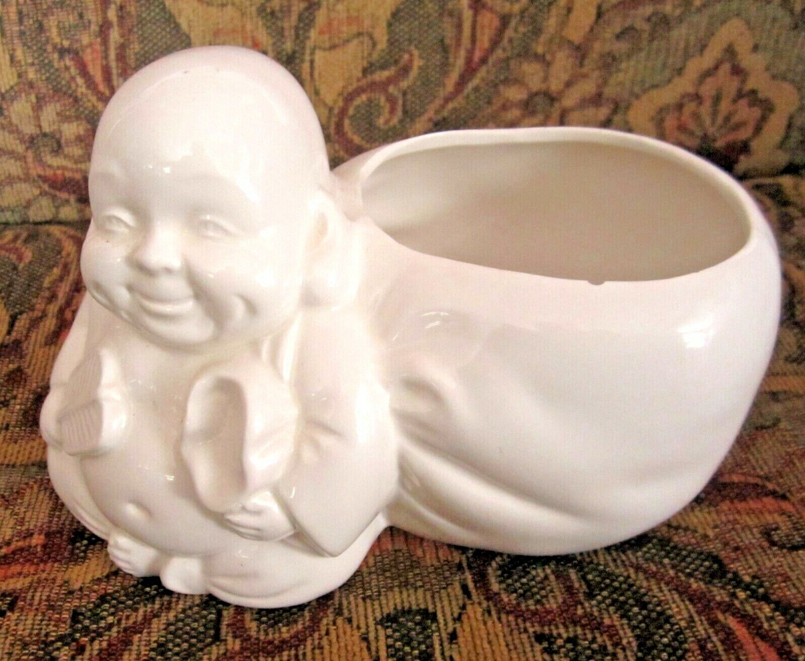 Happy Hotei Buddha Vintage Ceramic Planter Shafford 1980