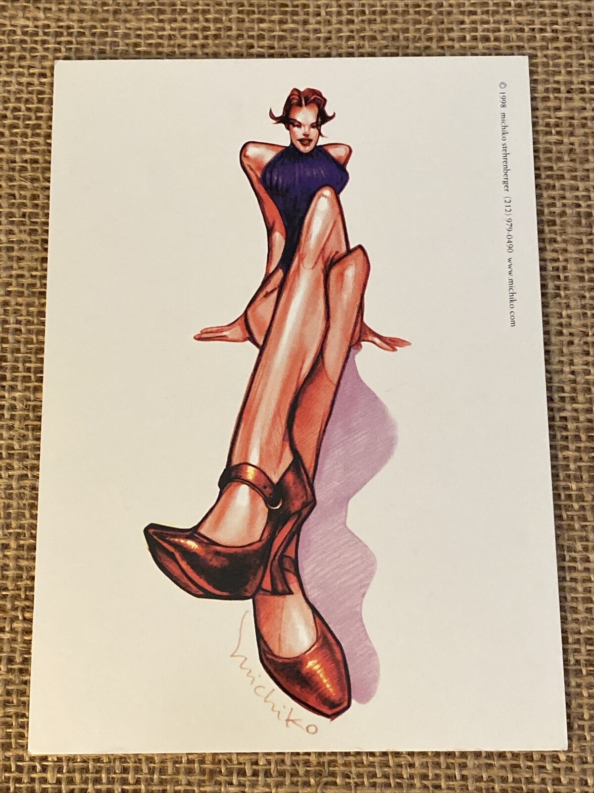 1998 Michiko Stehrenberger Post card Punk Girl Vintage Postcard