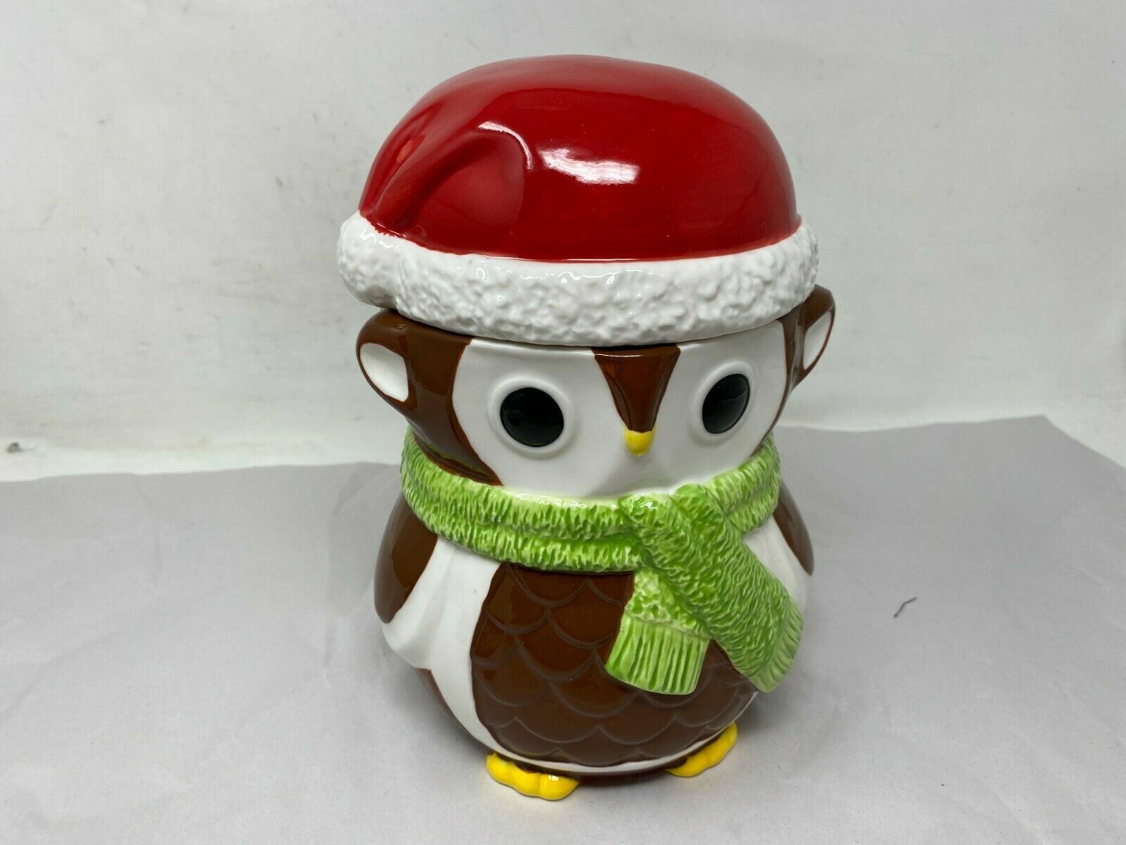 Yankee Candle Ceramic 9in Christmas Owl Cookie Jar or Candle Holder AA01B16005