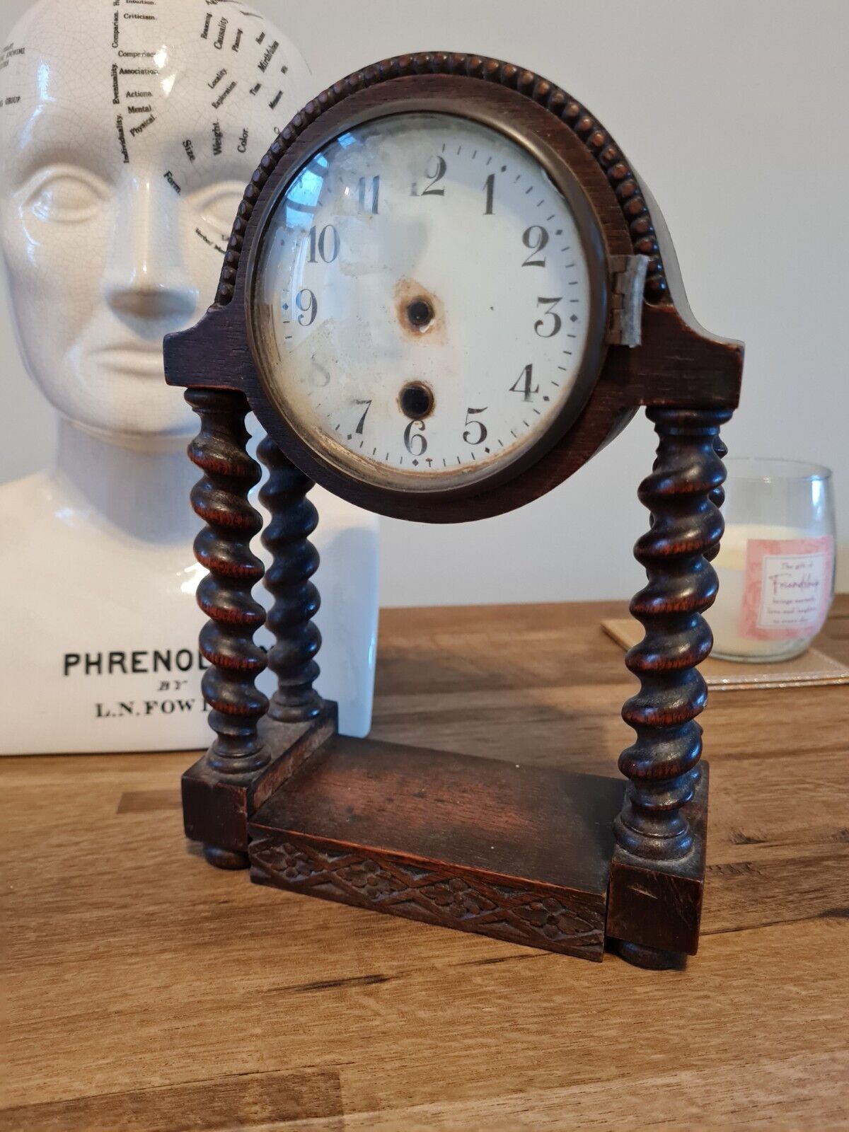 Antique  1930s  A C Wuttenburg Germany Wooden Mantle Clock