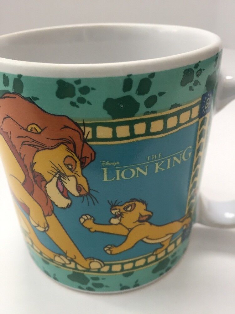 Vintage Disney's The Lion King Coffee Mug Mufasa and Simba Green and Blue Mug