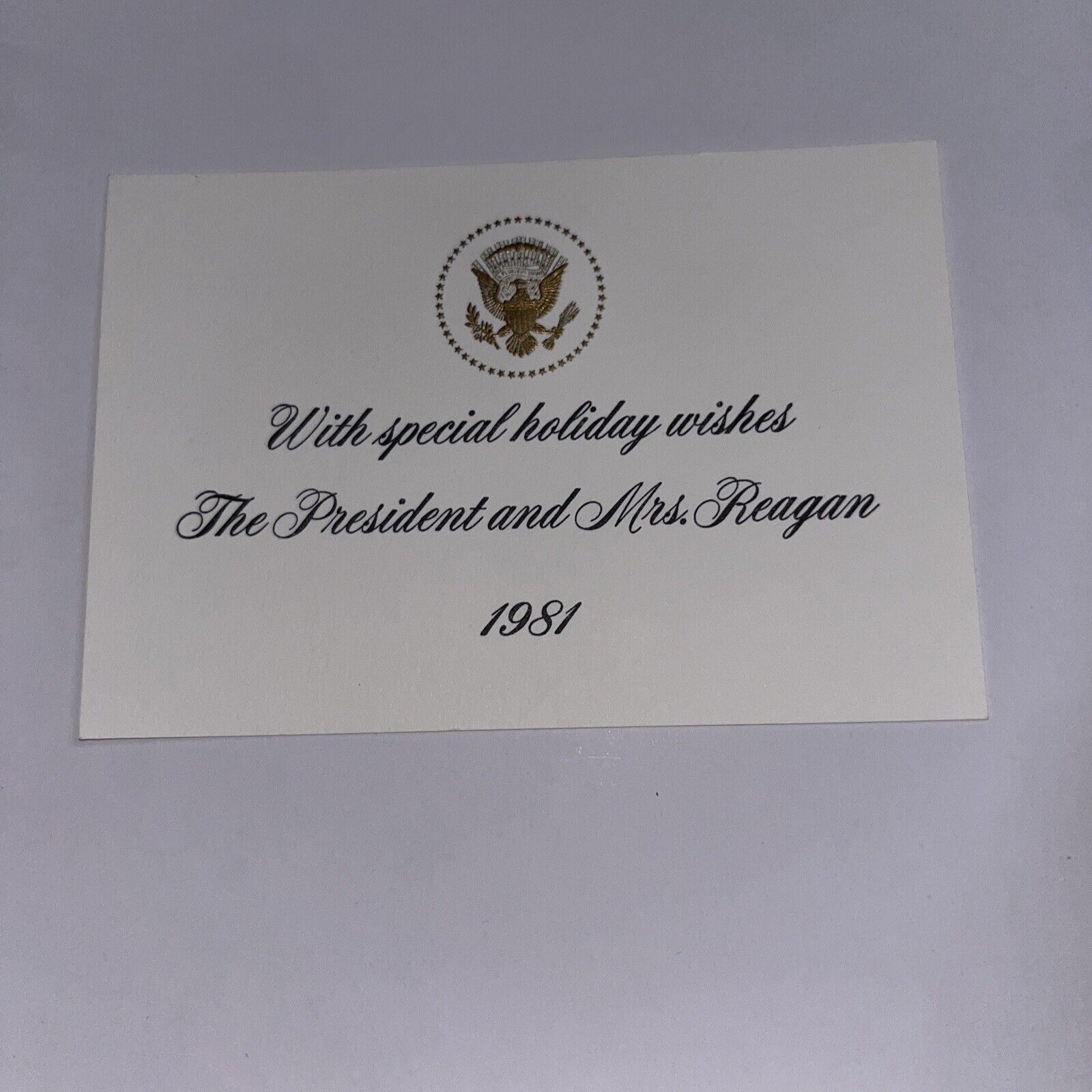 1981 Rare Holiday Card with Presidential Seal - President Ronald Reagan Nancy