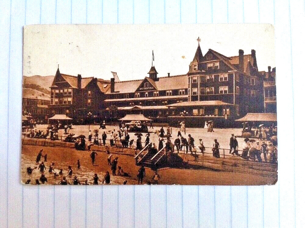 Postcard Avalon Santa Catalina Island The Metropole Hotel 1912 Beach Sunbathers