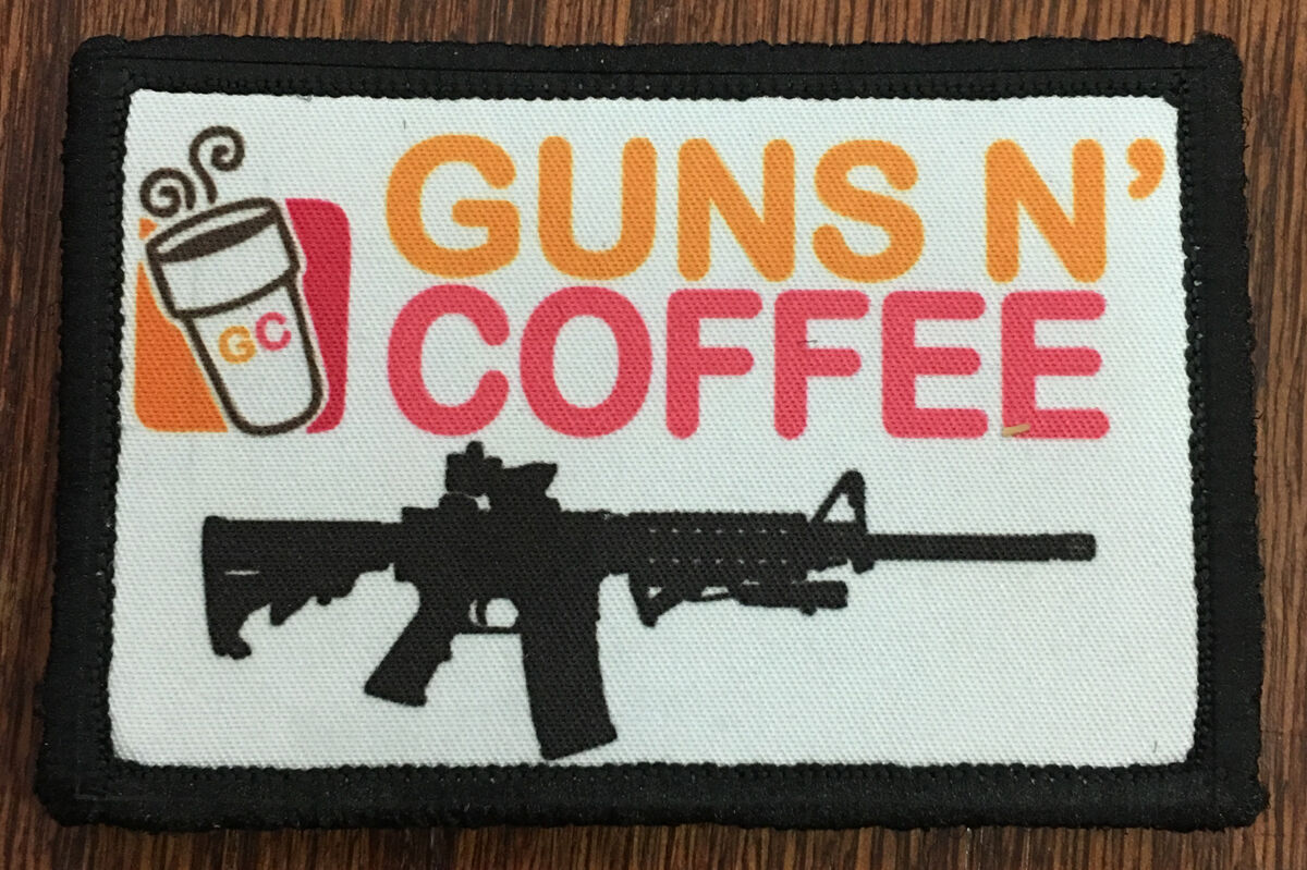 Tactical Guns and Coffee Morale Patch Funny Military Army Hook Flag Dunkin