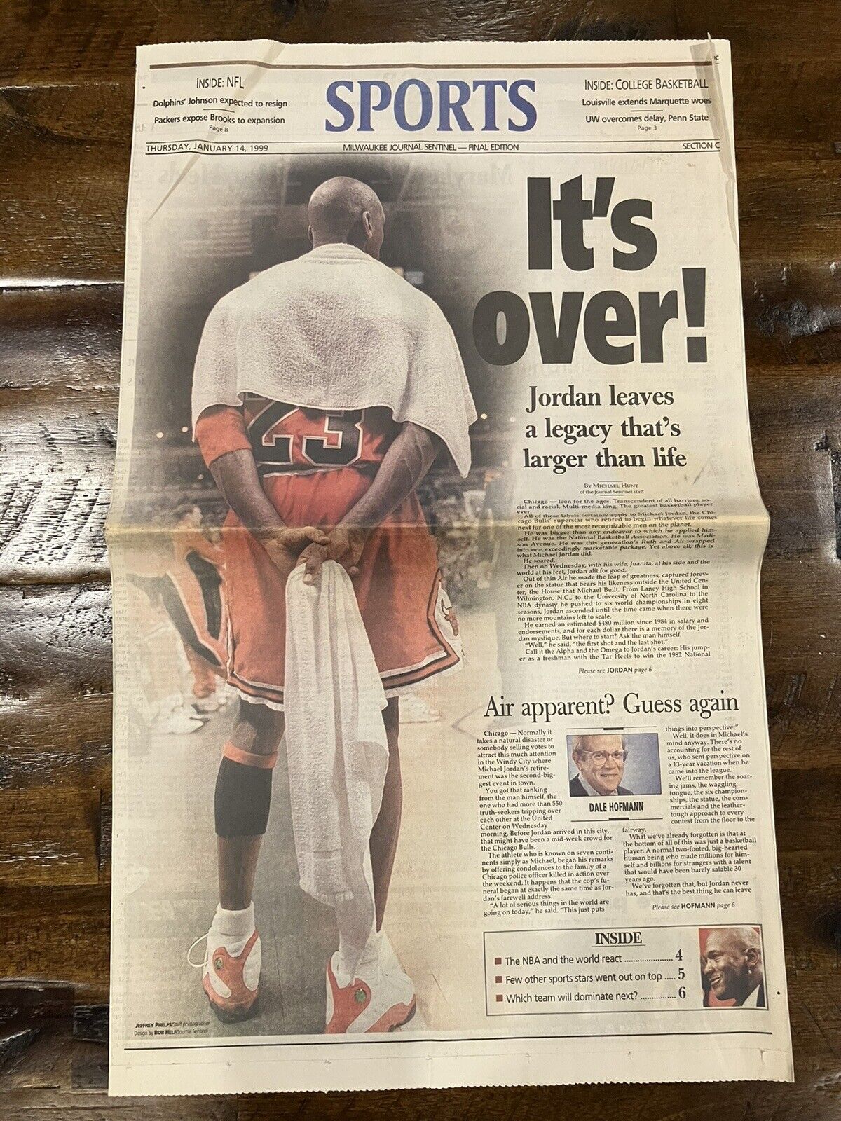 Michael Jordan “It’s Over” Milwaukee Journal Sentinel