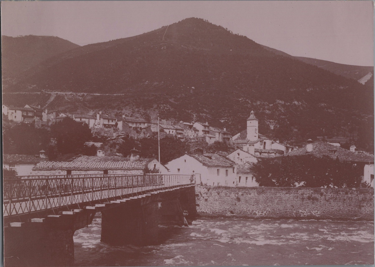 Switzerland, Bridge & City of Biasca Vintage Print, Vintage Print c
