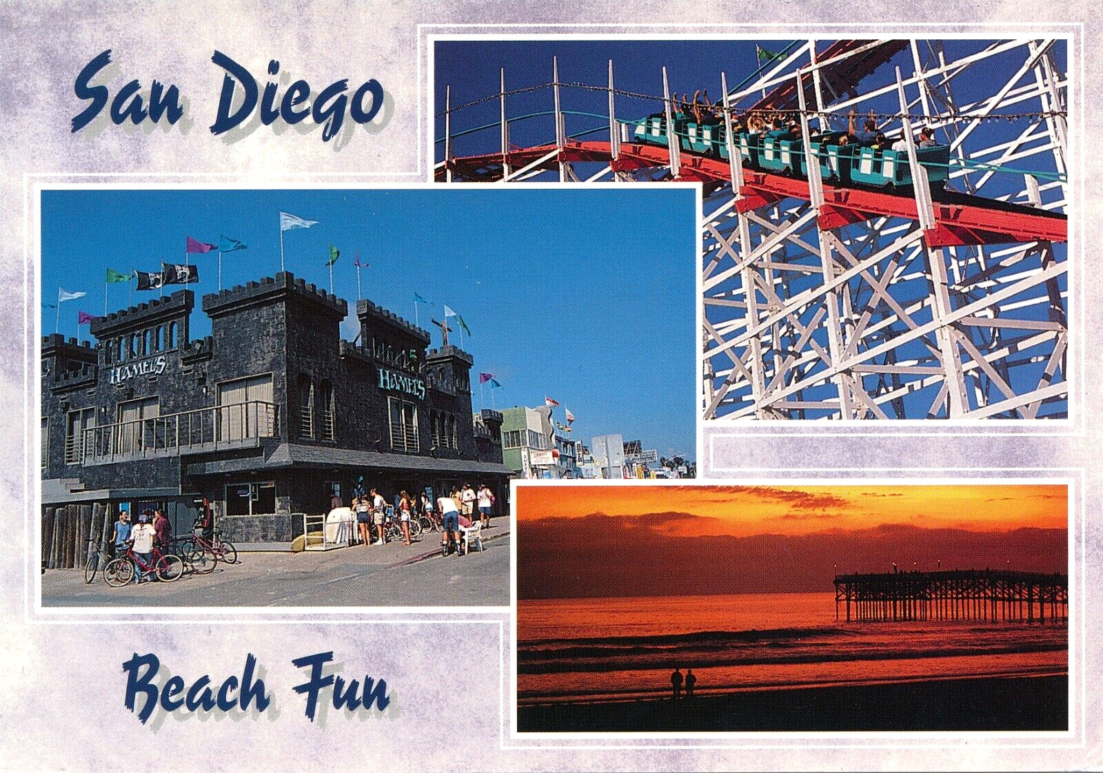 Hamels Beach Fun in San Diego, CA vintage continental postcard