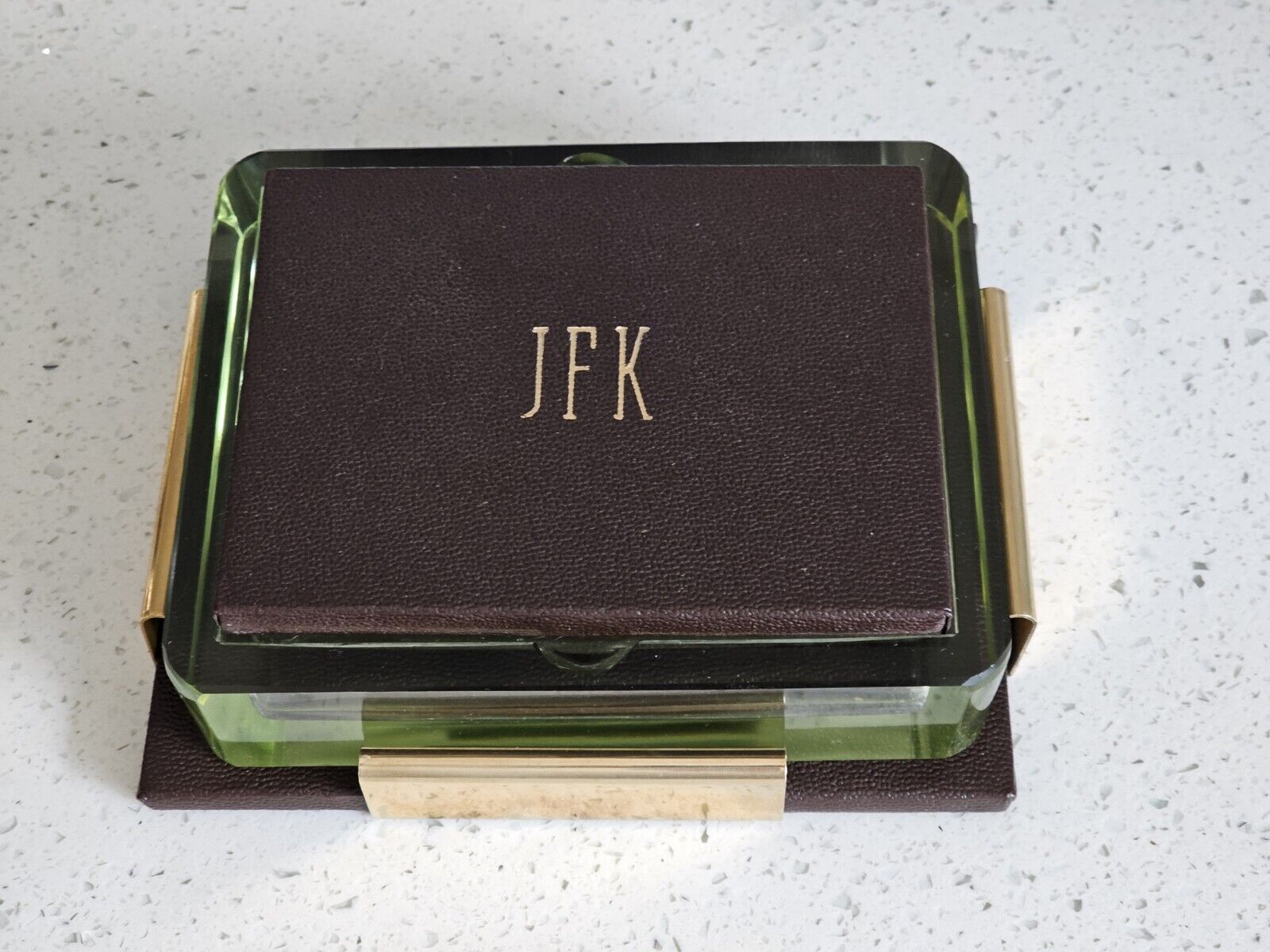 JFK Presidential Crystal Box John F Kennedy Glass