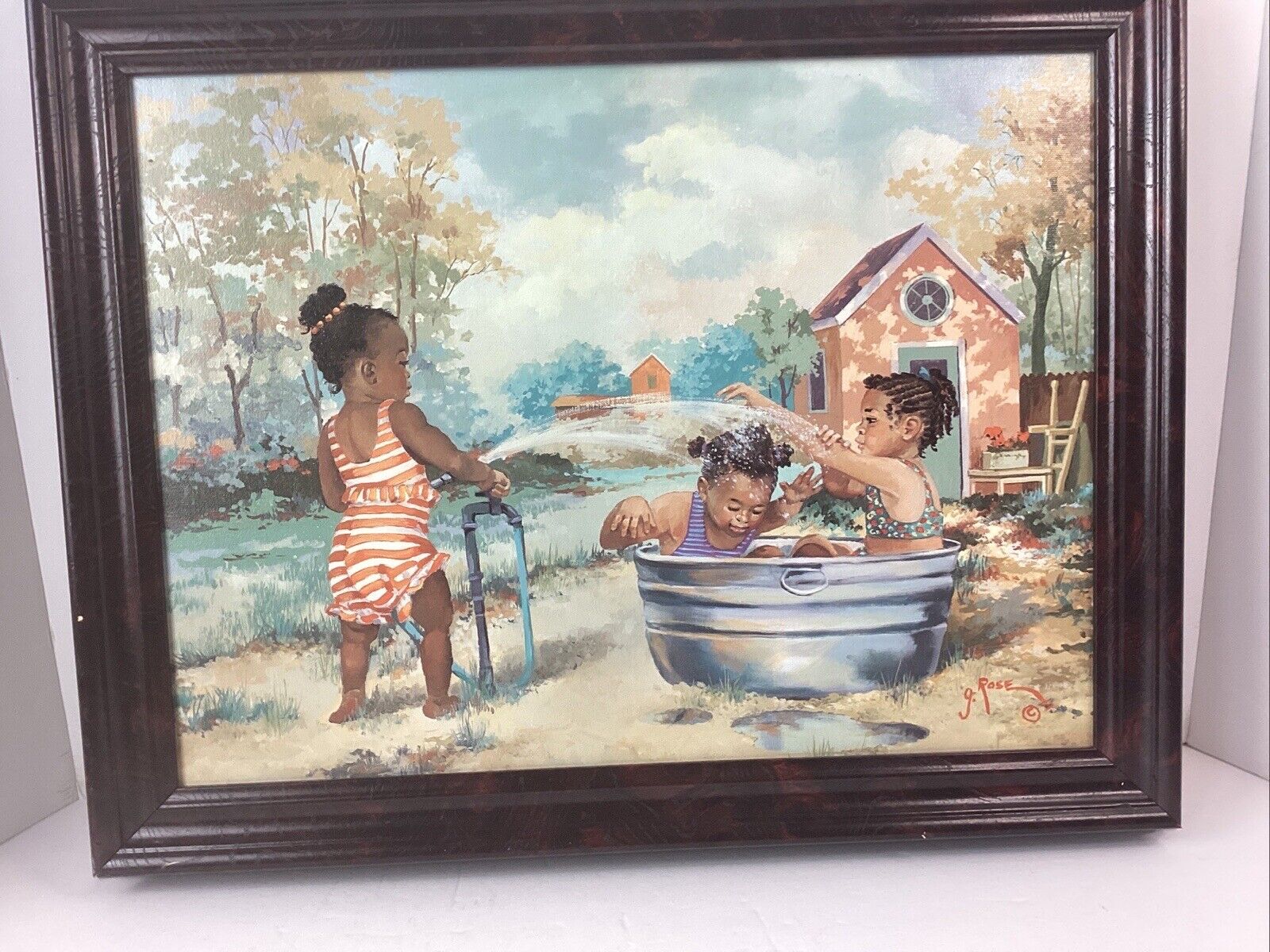 Art /Painting G Rose -Three African- Sisters In Play -Canvas Reproduction #2654