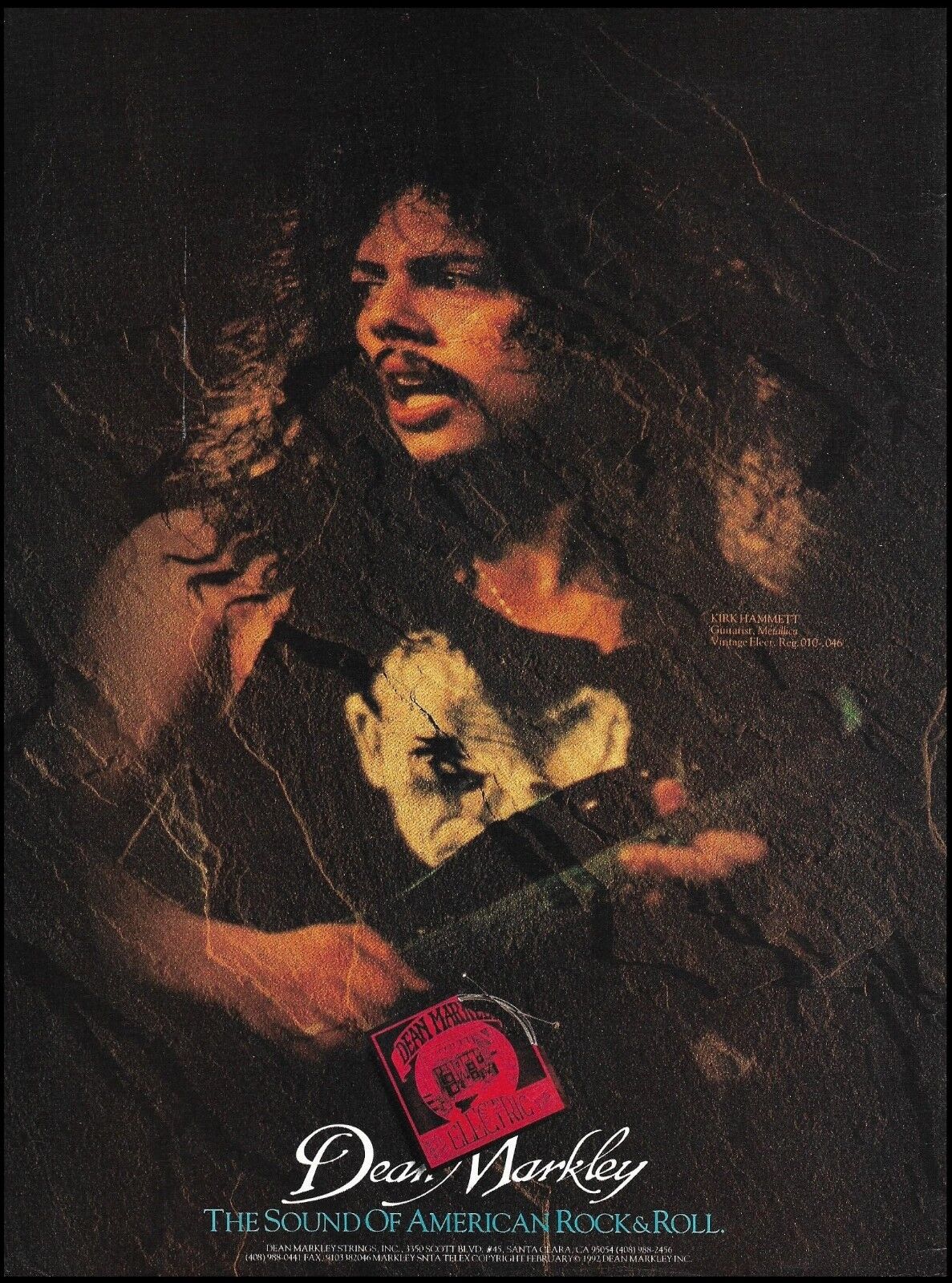 Metallica Kirk Hammett 1992 Dean Markley Guitar Strings 8 x 11 illustration ad