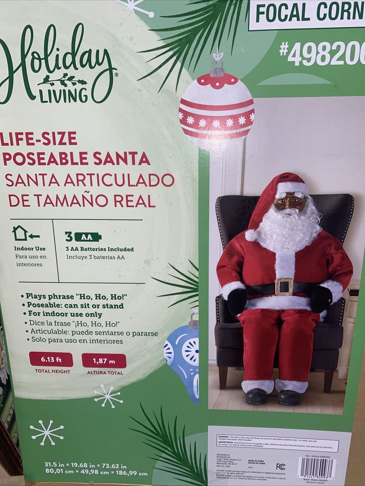 Holiday Living 6 ft Life-Size Poseable Talking Santa Claus Christmas New Sealed