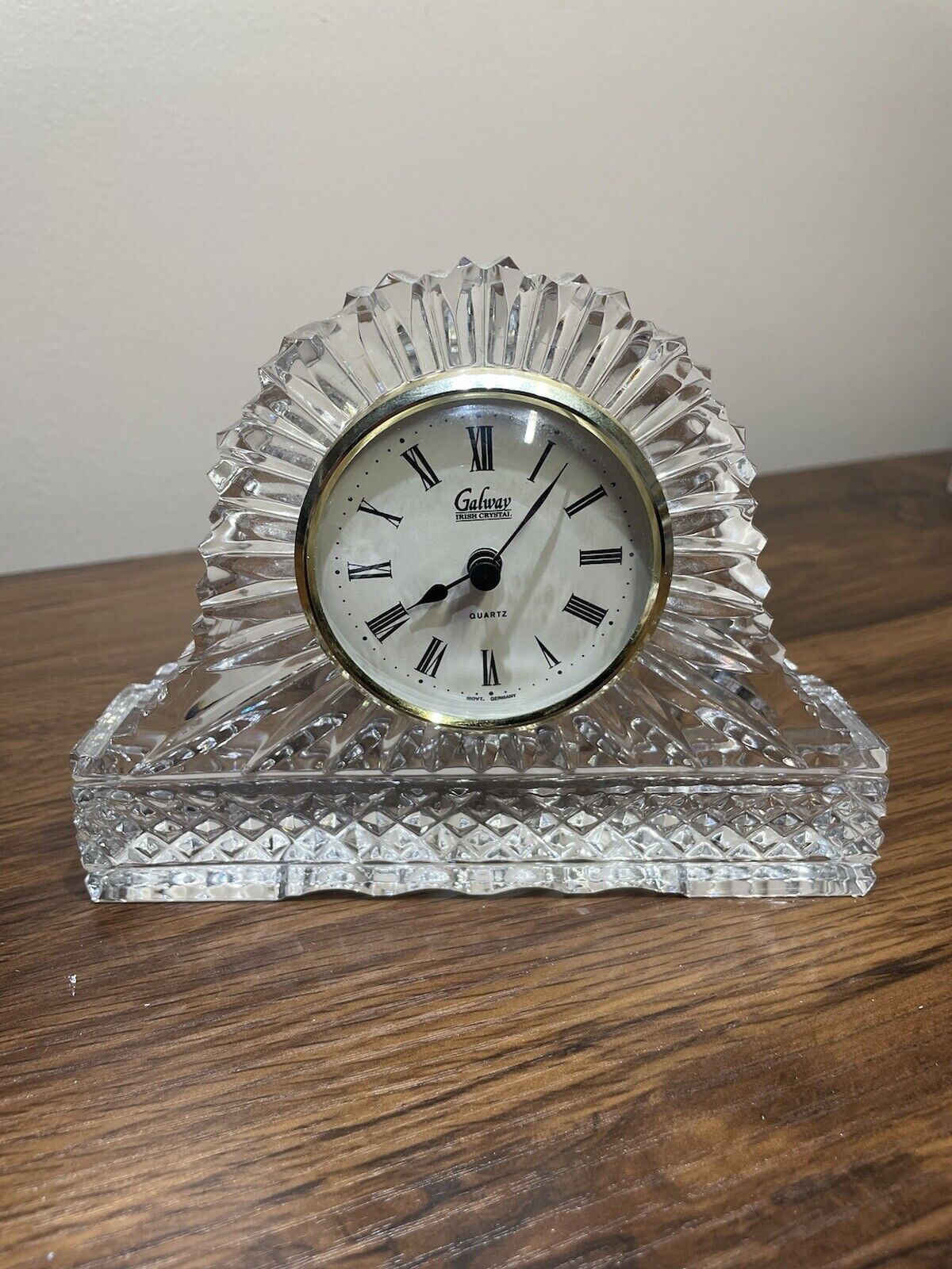 Galway Irish Crystal Made in Ireland Desk Clock Works
